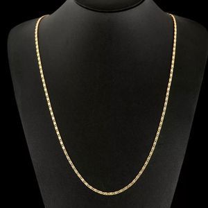 Gold Flat Snake Figaro Cuban Chain Necklace 18"